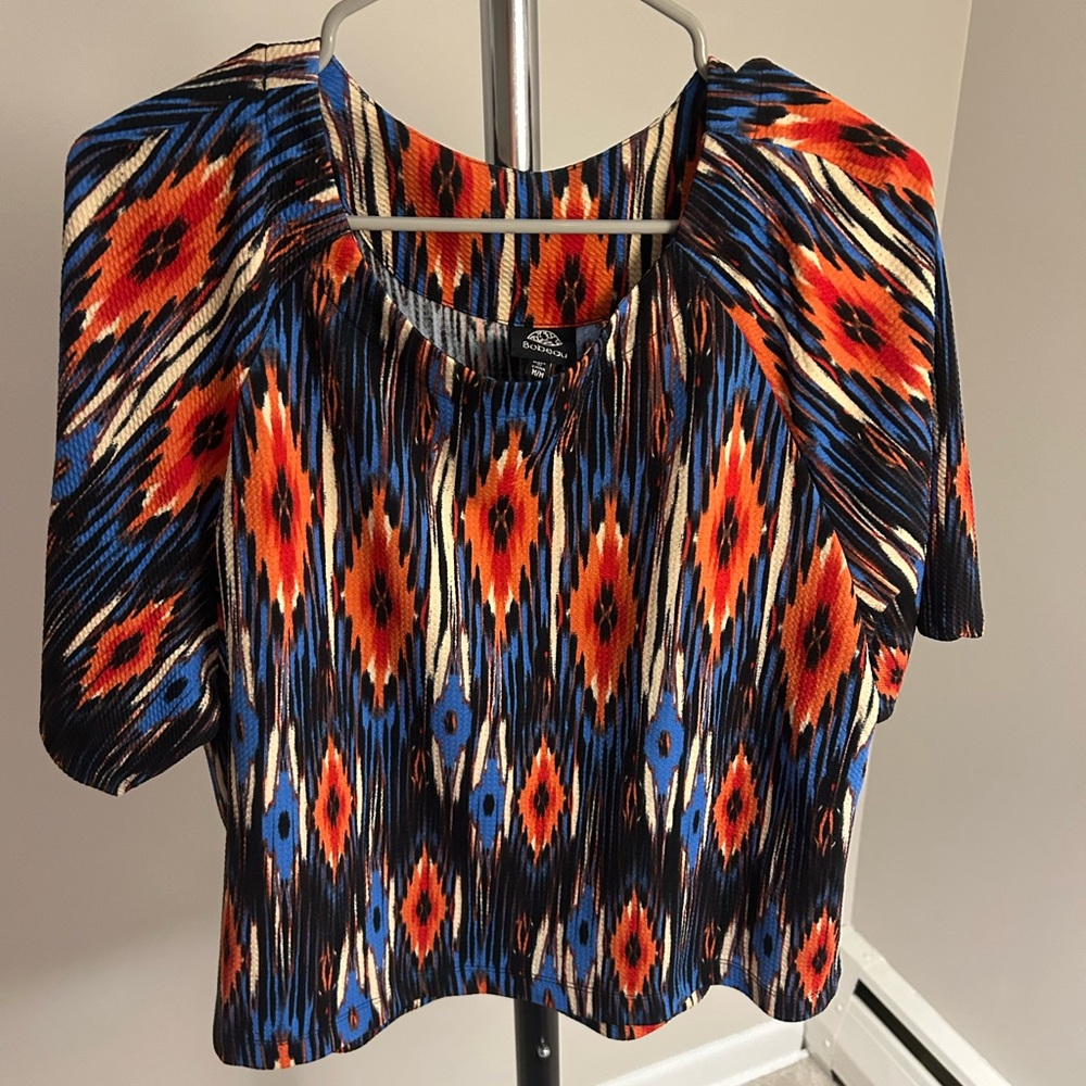 Blue and red boho blouse size M Bobeau